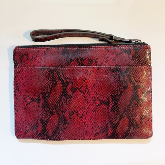 AIMEE KESTEBERG Melville Ruby Red Snakeskin Leather Clutch / Wristlet - Picture 8 of 16